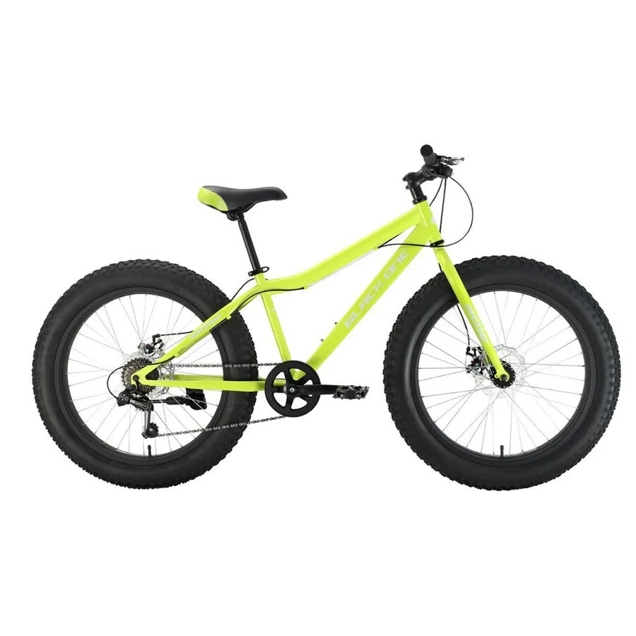 Подростковый велосипед фэтбайк Black One Monster 24 D 7 скоростей 2022 года рама 14,5" зеленый/белый/зеленый