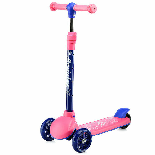 фото Самокат 3-х колесный oubaoloon колеса световые pu, розово-голубой (u066851y)