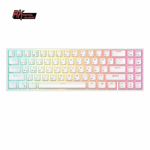 Беспроводная клавиатура Royal Kludge RK71 RGB Белая синие свитчи 641800₽
