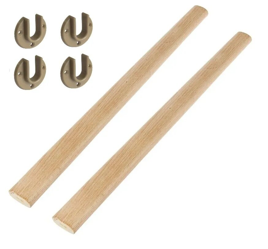 фото Деревянные вешалки 2 штуки, 846 мм, в подарок 4 штангодержателя цвета бук