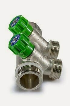 Изображение товара Коллектор с вентилями на 2 выхода 3/4, распределительная гребенка для воды и отопления под евроконус