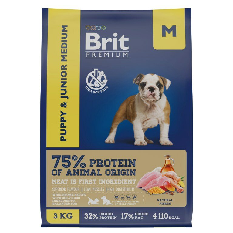 Brit Premium Dog Puppy and Junior Medium для щенков средних пород Курица