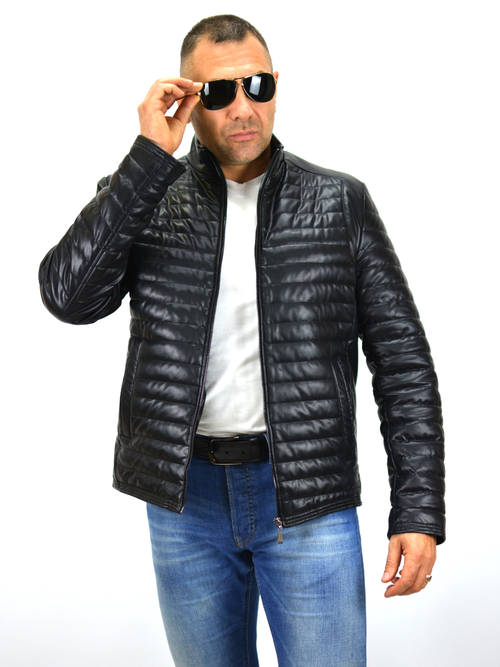 Кожаная куртка REPUBLICONTI, размер 48, черный