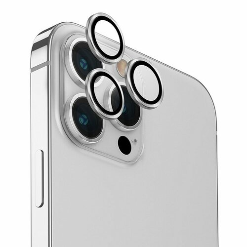 Uniq стекло для iPhone 15 Pro Max OPTIX Camera Lens protector Aluminium Silver (3 шт) бесцветный, серебристый, Silver