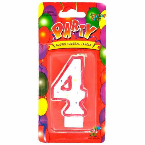 Свеча для торта цифра 4 7см вечеринка 293₽