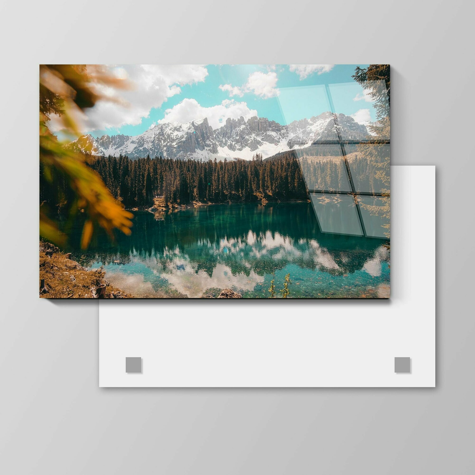Картина на стекле - "Горное озеро" размер 60-40 см