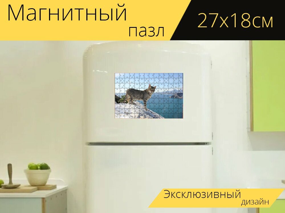 Магнитный пазл "Кот, кошачий, кальпе" на холодильник 27 x 18 см.
