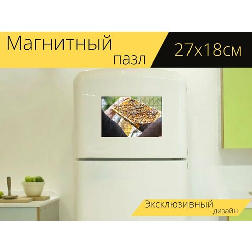 Магнитный пазл Пчелы, соты, пчеловод на холодильник 27 x 18 см. магнитный пазл пчеловод пчелы сад на холодильник 27 x 18 см