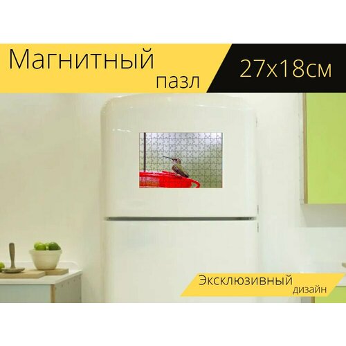 Магнитный пазл Колибри, птица, кормушки для птиц на холодильник 27 x 18 см.