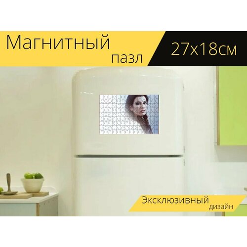 Магнитный пазл Фото, портрет, лицо на холодильник 27 x 18 см. парный портрет по фото на балконе