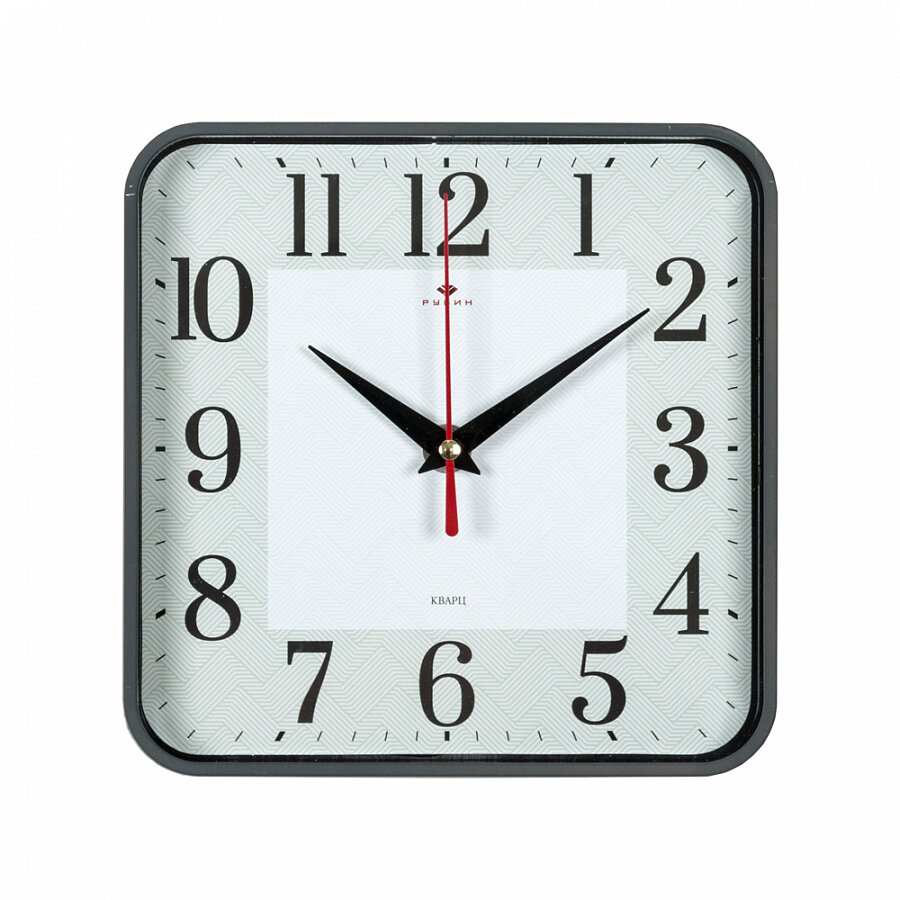 Часы настенные Рубин квадратные 19х19 см, корпус серый "Классика" (1918-107)