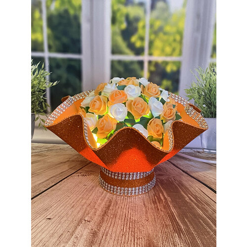 Букет ночник подарок на день рождения/ новый год/ 8 марта /оранжевый