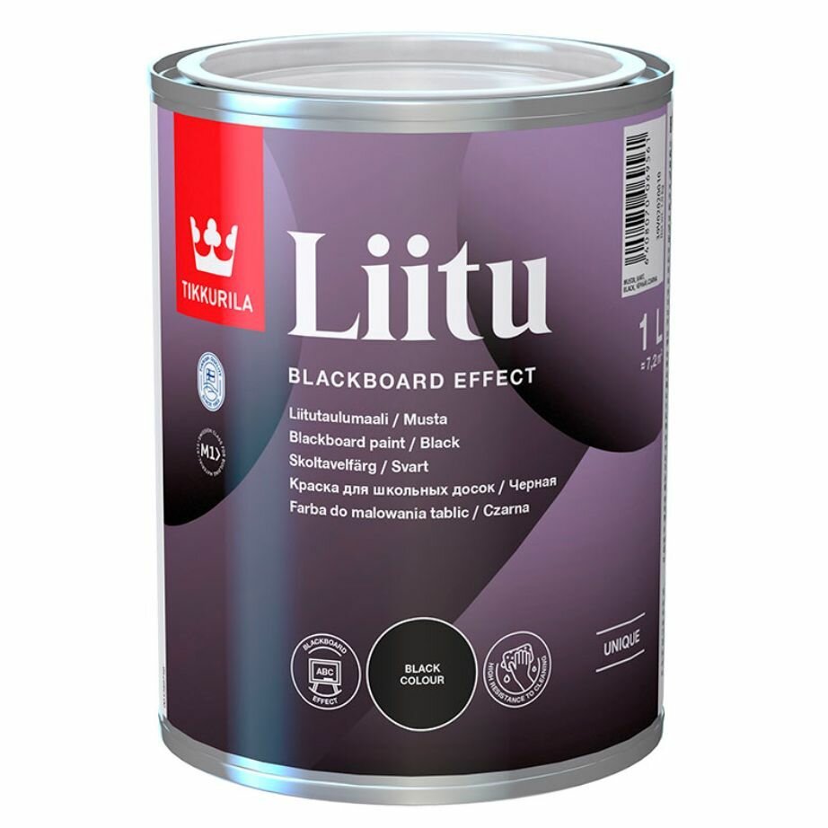 TIKKURILA LIITU краска для школьных досок на водной основе, черный (1л)