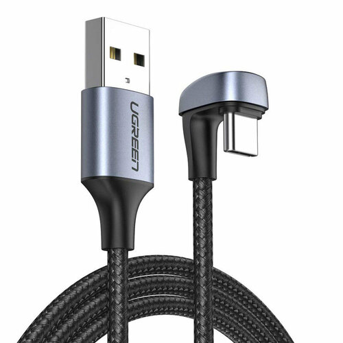 Кабель угловой UGREEN US311 (70315) USB 2.0-A to Angled USB-C Cable Aluminum Case with Braided (2 метра) чёрный кабель угловой ugreen us311 70315 usb 2 0 a to angled usb c cable aluminum case with braided 2 метра чёрный