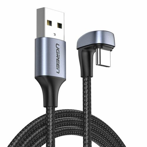 Кабель угловой UGREEN US311 (70315) USB 2.0-A to Angled USB-C Cable Aluminum Case with Braided (2 метра) чёрный кабель ugreen us311 70313 usb 2 0 a to angled usb c cable aluminum case with braided 1м черный