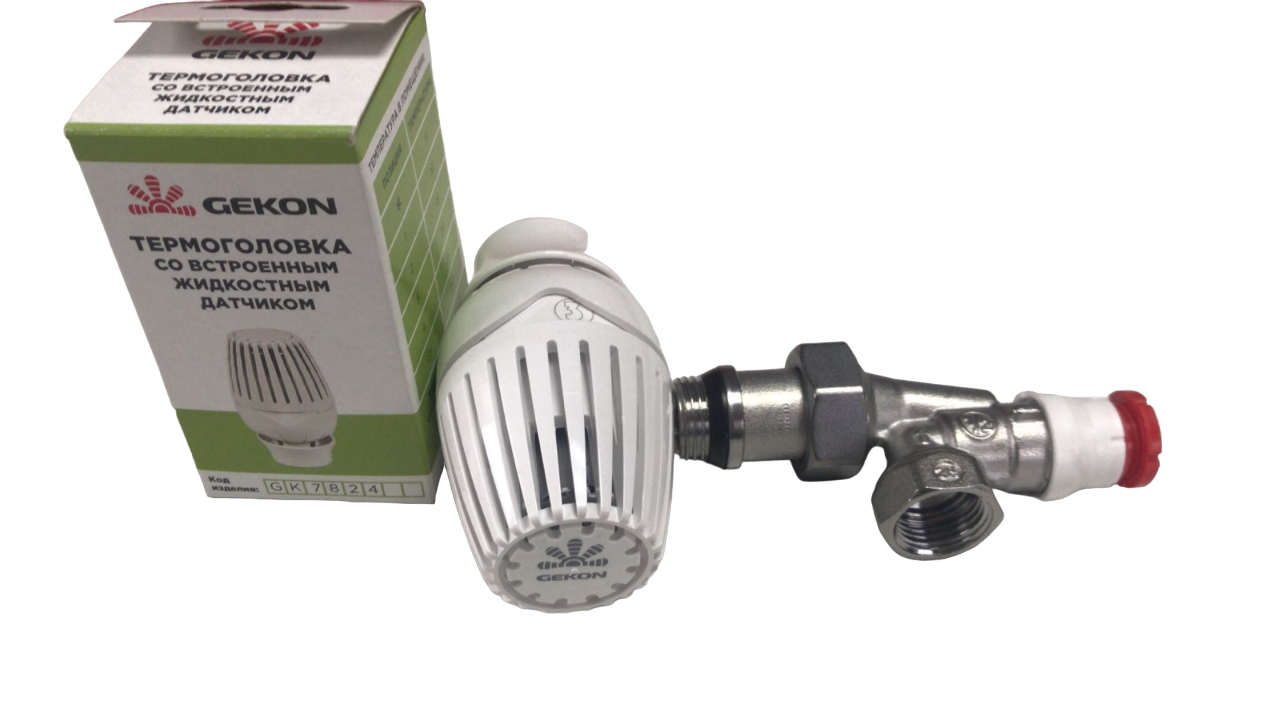 фото Комплект термостатического клапана и термоголовки GEKON