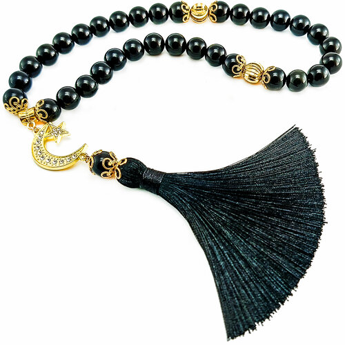 Четки из натурального камня радужный обсидиан 33 бусины, четки в машину, на руку - DecoStone