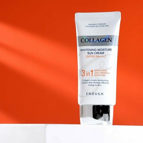 Солнцезащитный крем для лица ENOUGH 3 в 1 с морским коллагеном SPF50 PA+++, 50 мл (комплект из 3 шт)