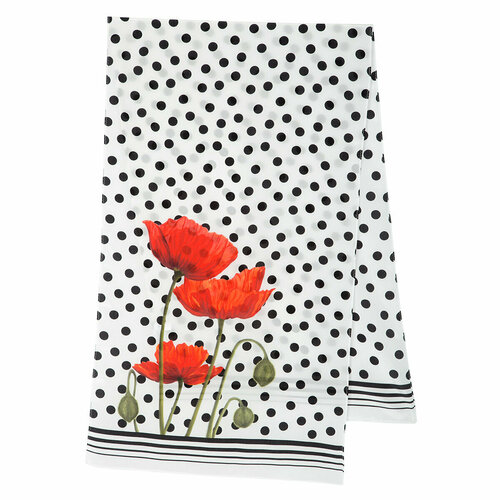 фото Шарф павловопосадская платочная мануфактура,150х43 см, one size, белый, красный