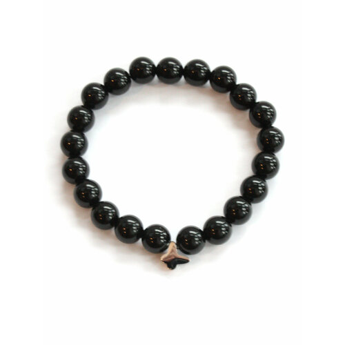 фото Жесткий браслет pechinoga design женский браслет из натурального камня, бабочка, металл, кварц розовый, размер 18 см, размер l, диаметр 8 см, черный