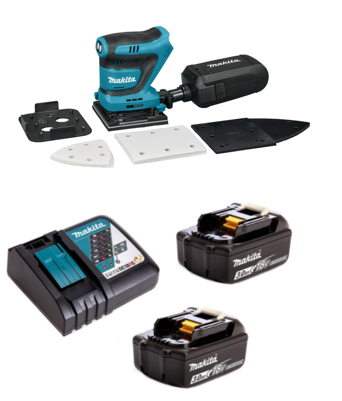 Аккумуляторная вибрационная шлифовальная машина Makita DBO480RF2 (18V, 2 x 3.0Ah, Li-Ion)