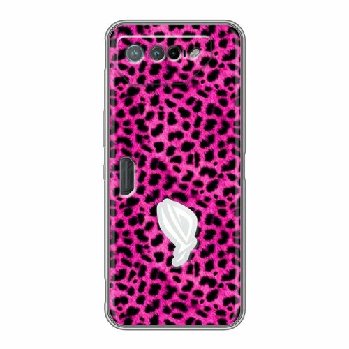 Дизайнерский силиконовый чехол для асус Рог Фон 7 / 7 Ультимейт / ASUS ROG Phone 7 Розовый леопард