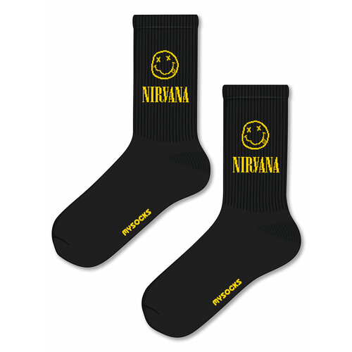 Носки MySocks, размер 36-43, черный нашивка термо с вышивкой смайлик рок группы nirvana нирвана