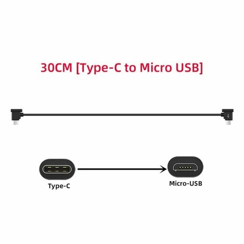 Кабель для пульта управления квадрокоптером DJI Mavic MINI/MINI SE/Pro/ZOOM/Air/Mavic 2 Type-C - Micro-USB PVC 30см