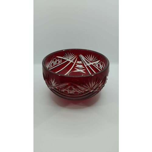 Винтажный советский Салатник из красного хрусталя, СССР