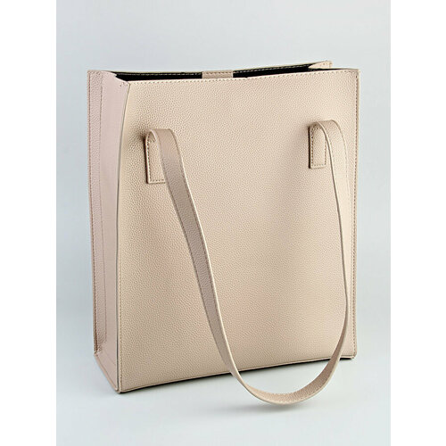 фото Сумка шоппер , фактура зернистая, коричневый, бежевый babak