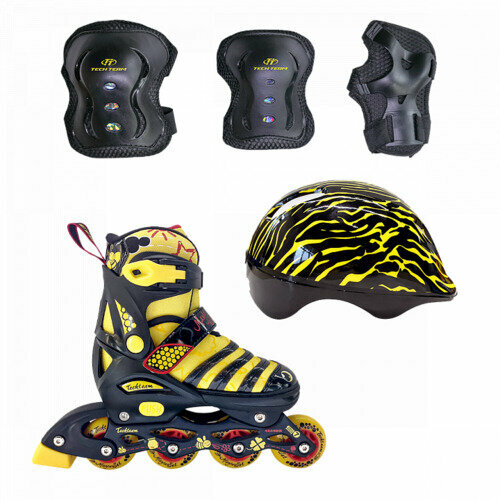 Набор: коньки роликовые, защита, шлем TECH TEAM Maya Set, размер 30-33/XSS жёлтый