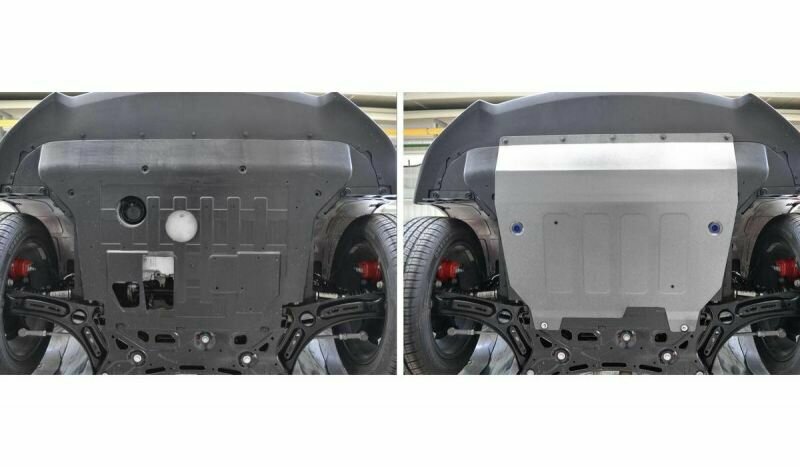 Защита картера и КПП Rival для Geely Coolray SX11 2020-н. в, штампованная, алюминий 3 мм, с крепежом, 333.1922.1 — фото 3