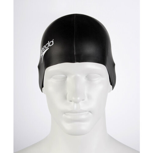 фото Шапочка для плавания speedo силиконовая flat silicone cap au black, размер 52-58