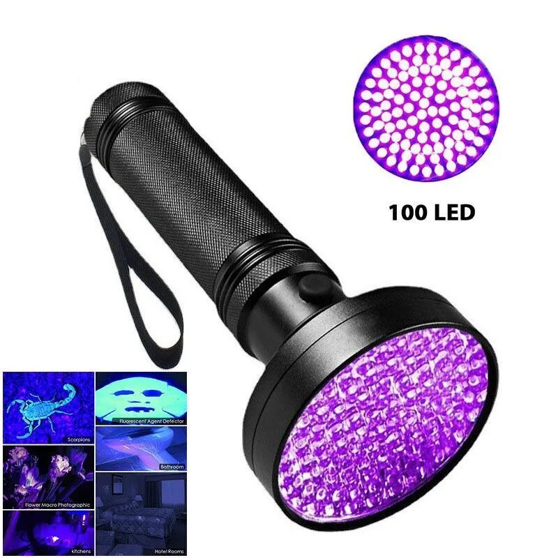 Фиолетовый свет фонарик, 100 светодиодных ламп, используется для осмотра дома и гостиниц
