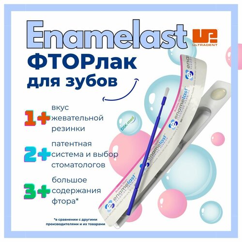 Enamelast Ultradent фторидный (фтор) лак 5%, 10 унидоз 0,4 мл, вкус жевательная резинка