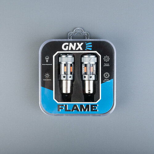 Автолампа GNX FLAME P21W красная CANBUS (комплект)