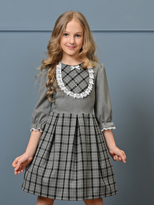 Школьное платье Ole!Twice, размер 140, серый