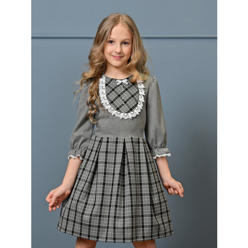 Школьное платье Ole!Twice, размер 122, серый пышные платья для девочек с голубыми цветами праздничное платье для девочек фатиновое детское платье милое детское платье для причастия