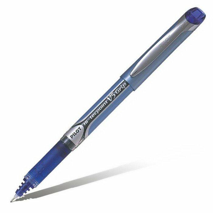 Ручка - роллер PILOT Hi-Tecpoint V5 Grip, узел-игла 0.5 мм, синий (комплект из 5 шт)