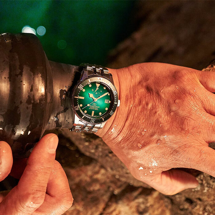 Наручные часы ORIENT, серебряный/зеленый — фото 1