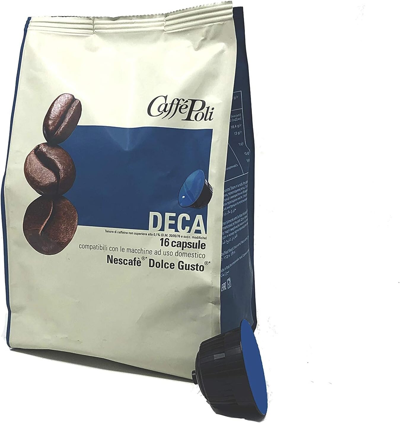 Кофе натуральный молотый в капсулах Capsule Poli Dolce Gusto DECA, 16шт. x7гр