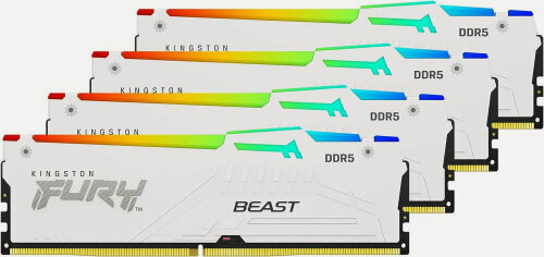 Изображение товара Оперативная память Kingston DDR5 64GB (4x16Gb) 6000MHz PC-48000 FURY Beast White RGB XMP CL40 1.35V (KF560C40BWAK4-64)