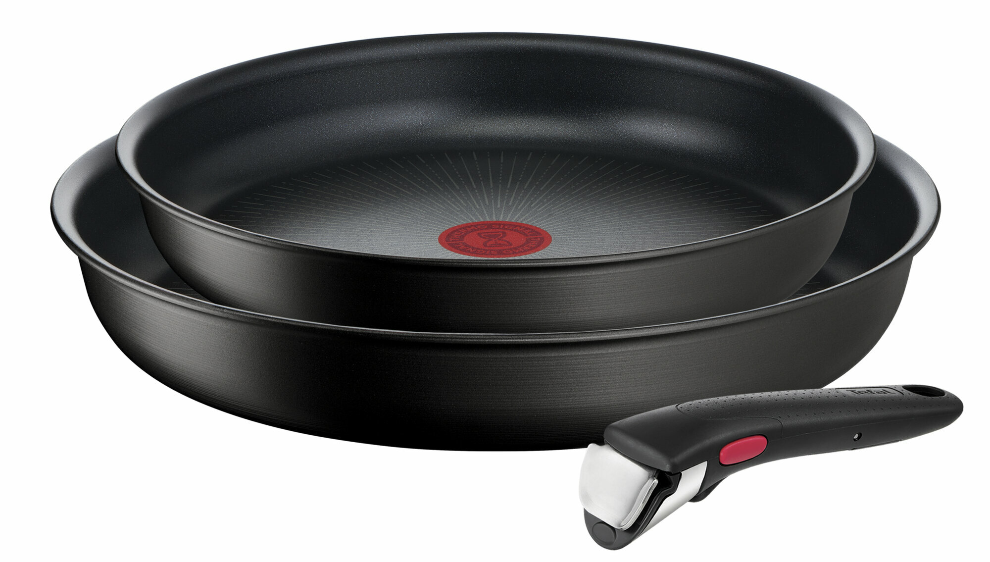 Набор посуды со съемной ручкой Tefal Ingenio Black Stone L3999032, 28 см, 24 см, с индикатором нагрева и антипригарным покрытием