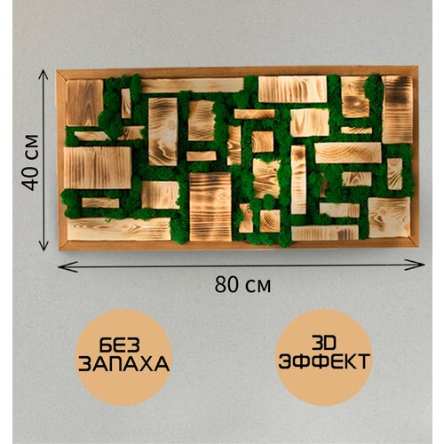 Панно из мха и сосны интерьерное 80х40 см