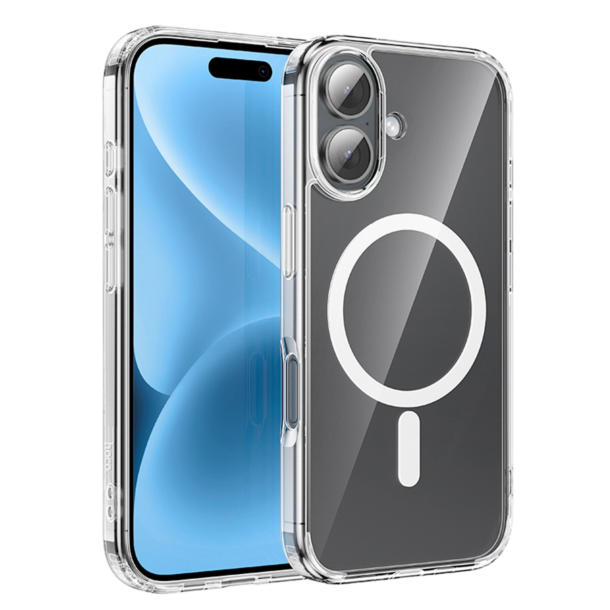 Чехол силиконовый для iPhone 16 Plus, Магнитный (MagSafe), HOCO, прозрачный