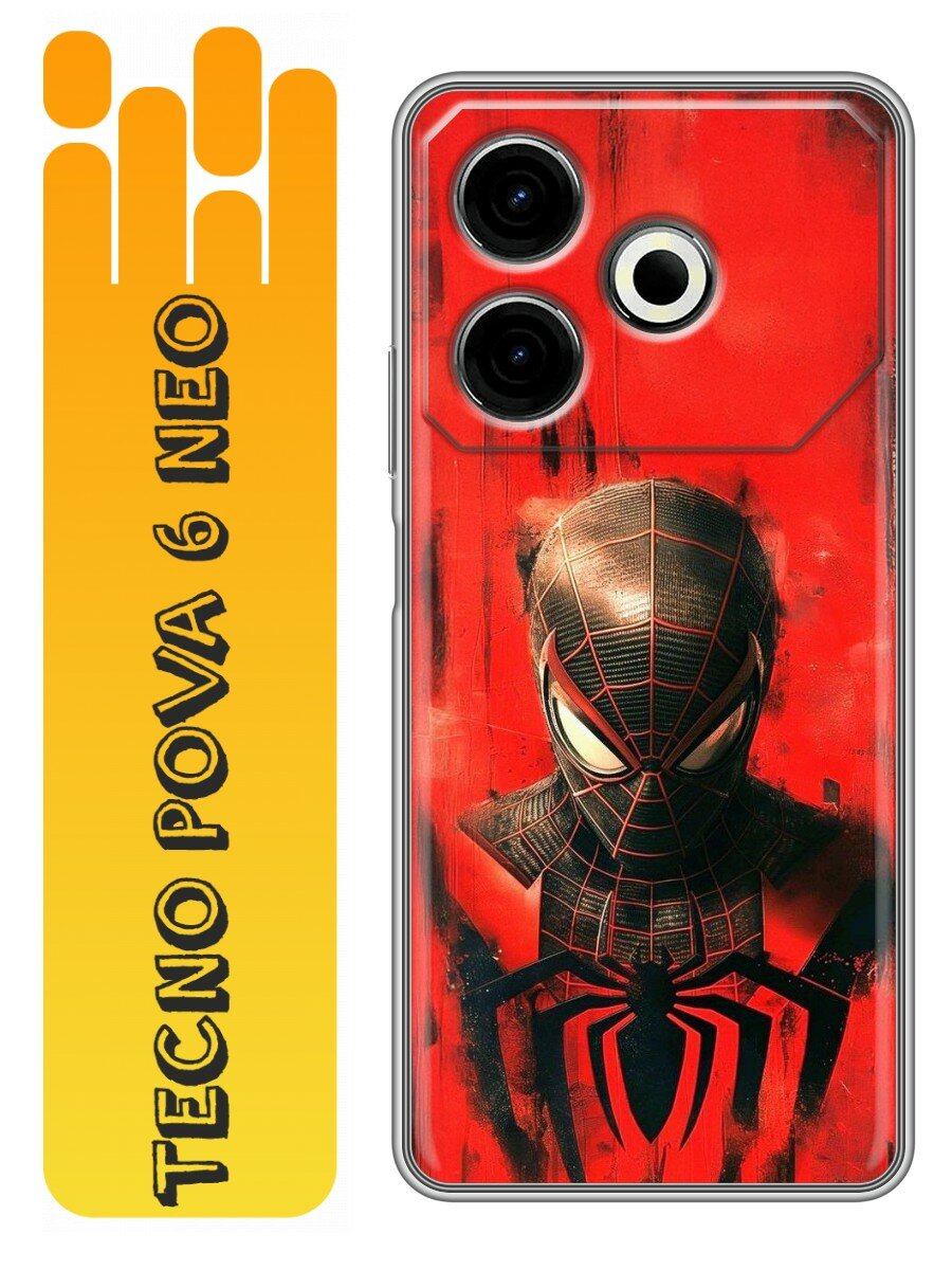 Чехол для Tecno Pova 6 Neo 4G с принтом Spiderman Человек паук (Техно Пова 6 Нео 4G)