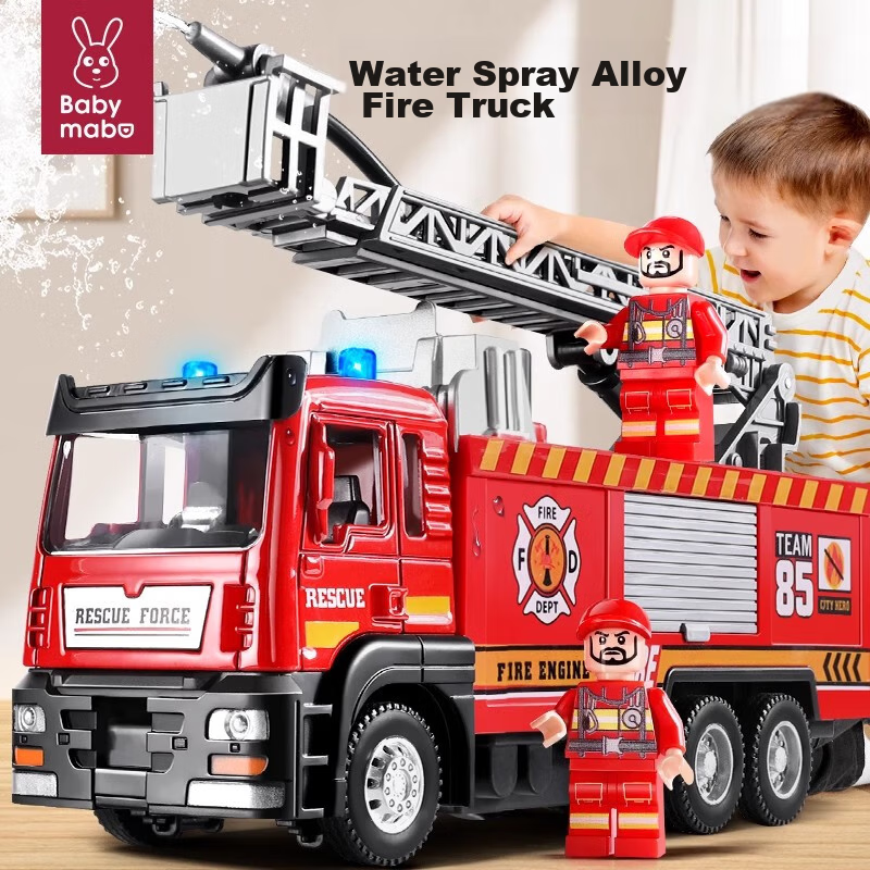Mabao Erbao Children's Alloy Fire Truck Toy Model, Baby Can Spray Water, Boys 3 Years Old 62025 Birthday Gift Engineering