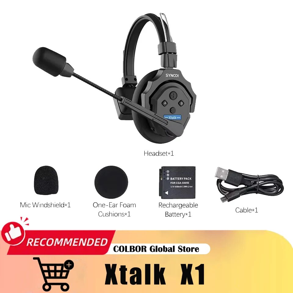 COLBOR SYNCO Xtalk X5 Беспроводная гарнитура для съемок, Xtalk X1