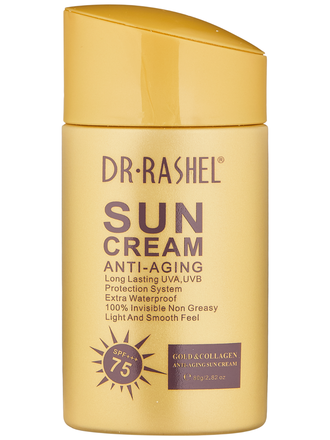 Солнцезащитный крем Dr. Rashel "Gold collagen", антивозрастной, SPF 75, 80мл — фото 1