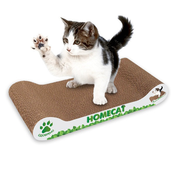 HOMECAT Когтеточка Мятная волна (48×25×8 см) (гофрокартон), серая